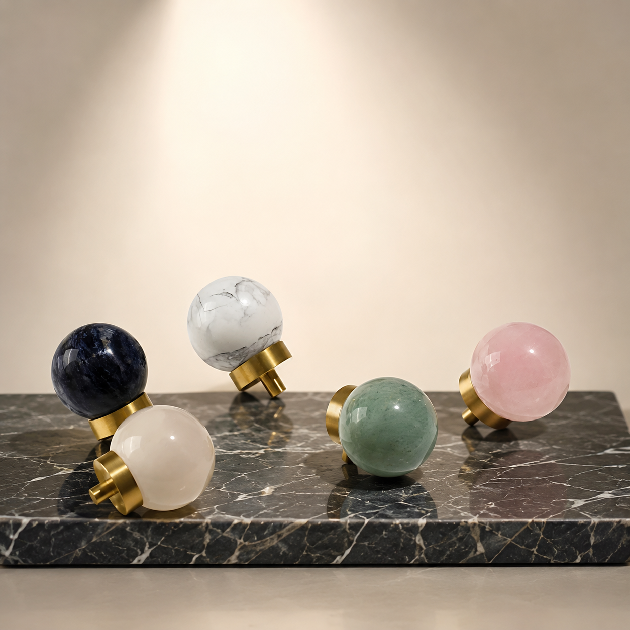 Natural Crystal Ball Brass Cabinet Knob | Luxury Crystal Knob