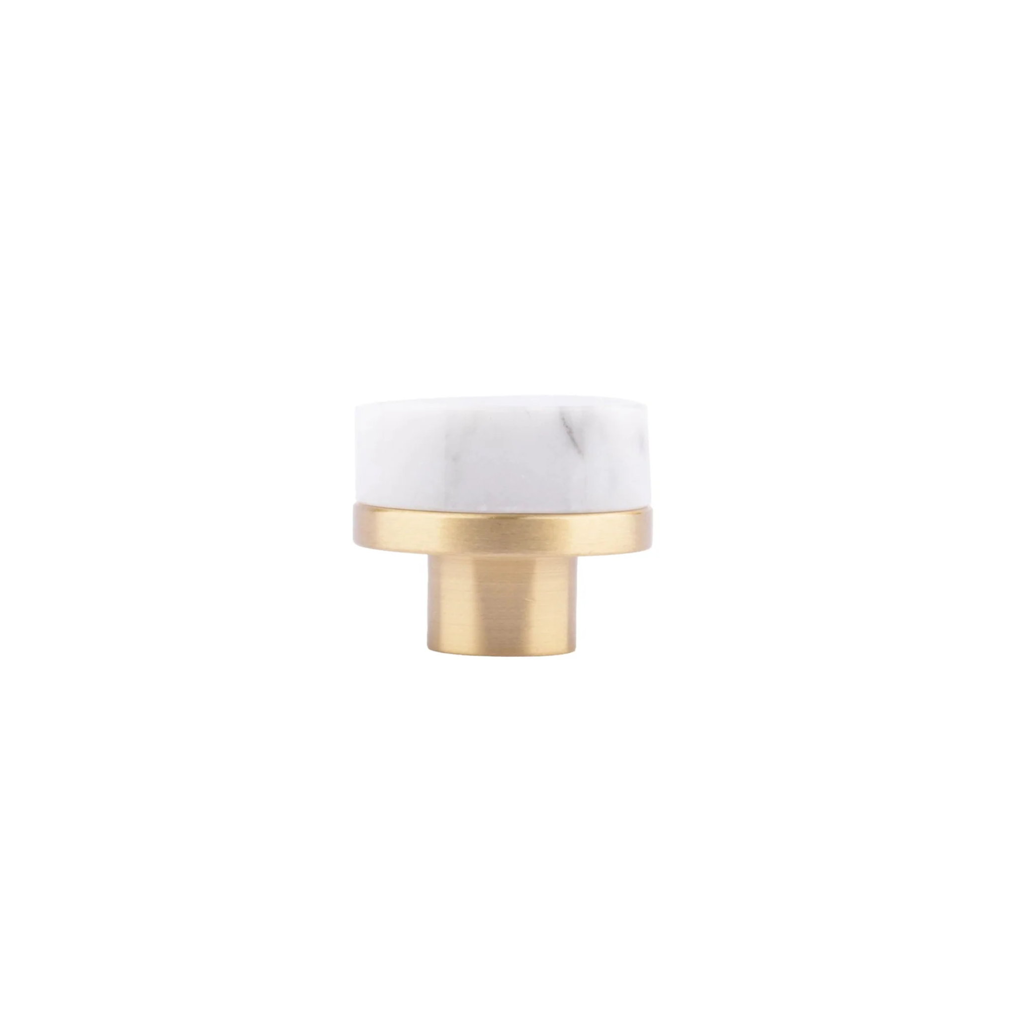 Brass Essence Karish marble and brass knobs with luxury finish, featuring elegant marble surface and polished brass details.