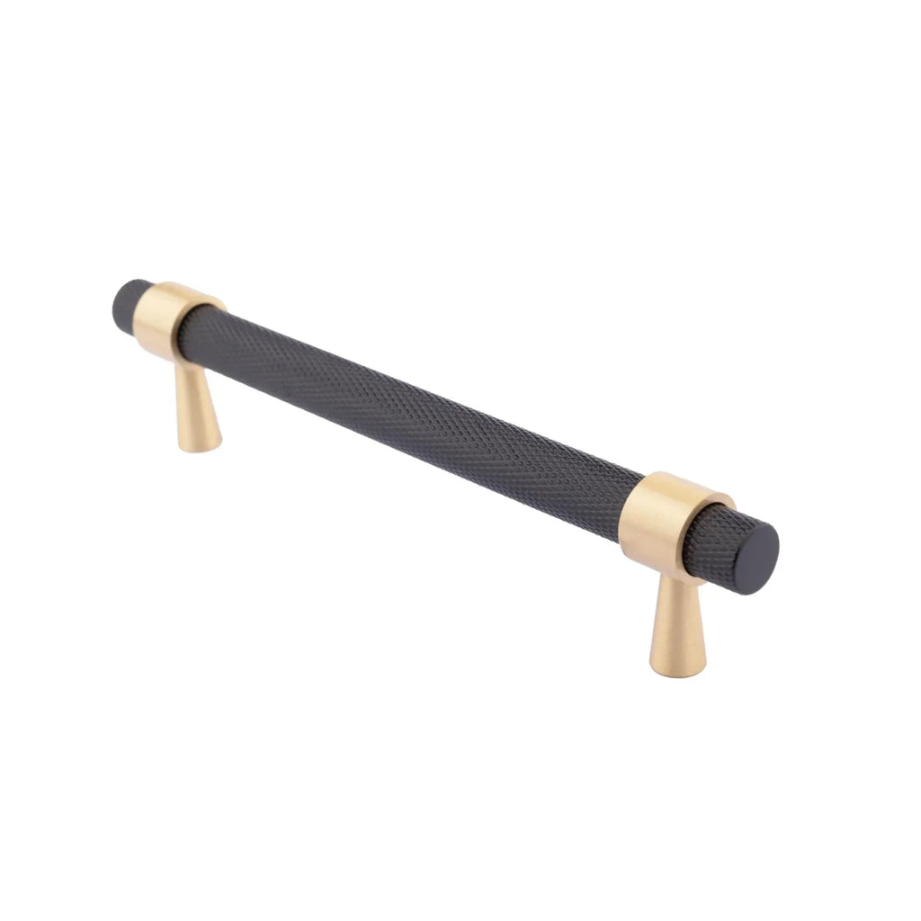 Knurled Black & Gold T-Bar Handle Collection | Brass Cabinet Handles
