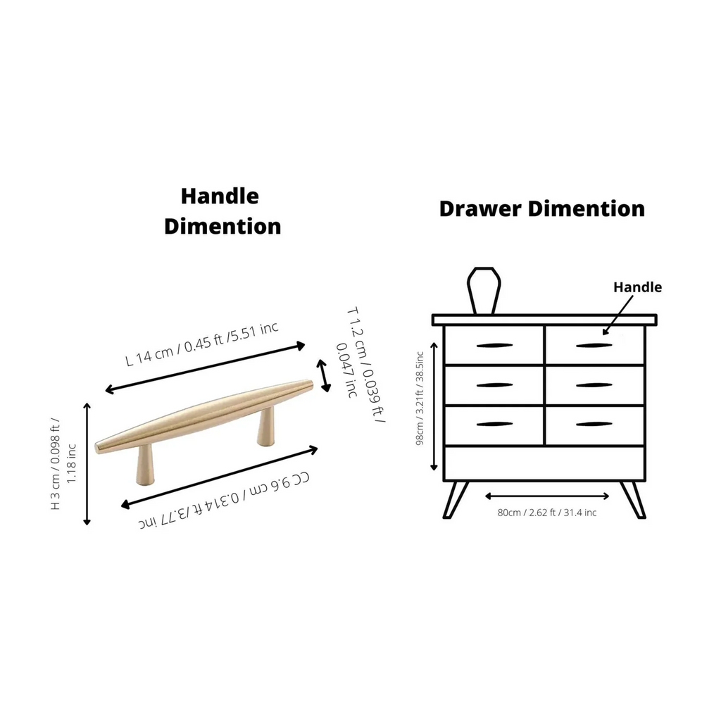 Brass Essence tapered brass cabinet pull with spindle design, featuring a polished finish and ergonomic grip for furniture drawers.