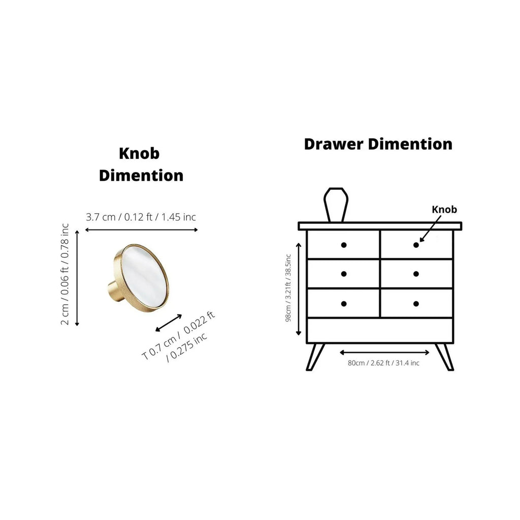 Brass Essence mother of pearl and brass round cabinet knob with elegant, polished finish for furniture decor.