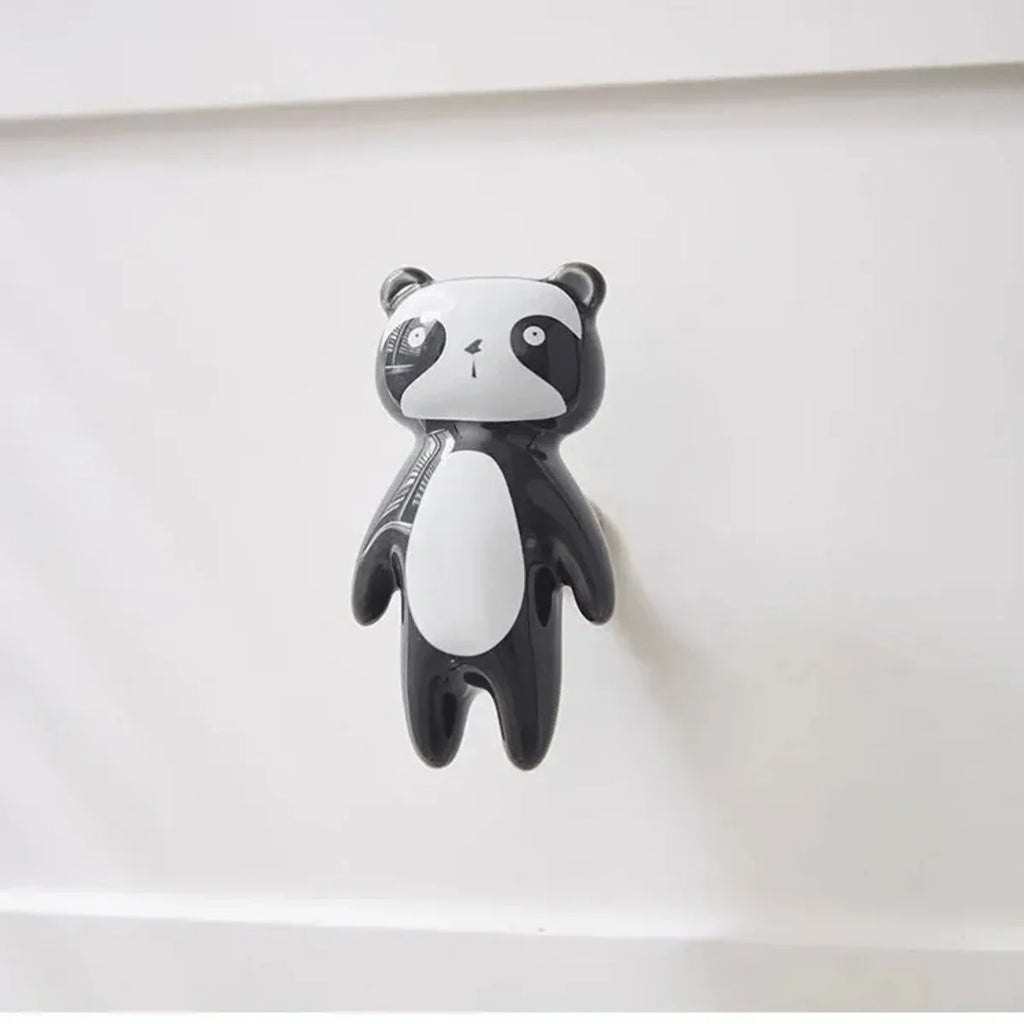 Panda Ceramic Cabinet Knob | Kids Room Drawer Knob | Brass Essence