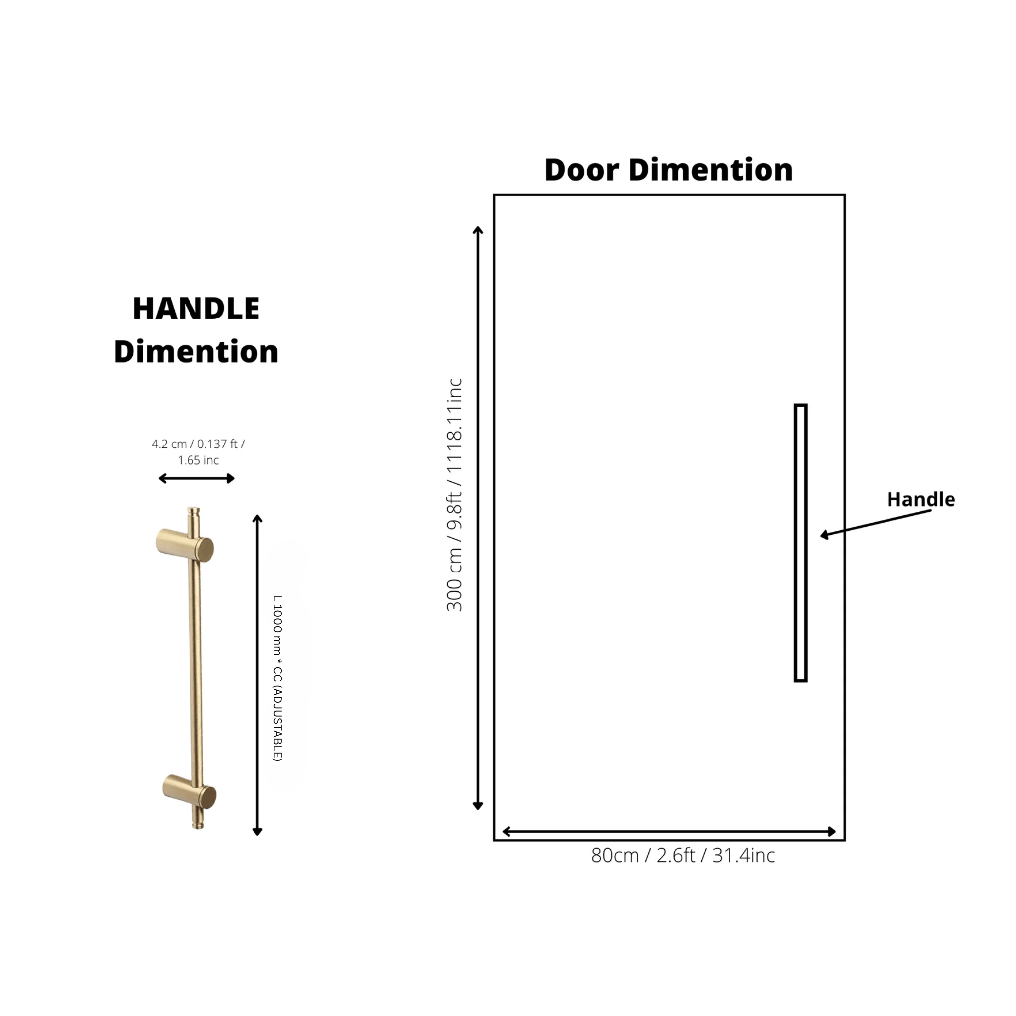 Adjustable solid brass bar handle from Brass Essence collection, showcasing a sleek, polished design and sturdy construction.