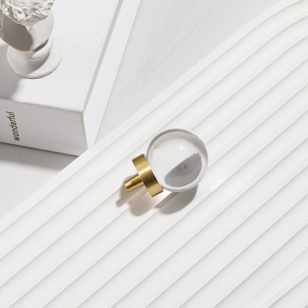 Natural Crystal Ball Brass Cabinet Knob | Luxury Crystal Knob