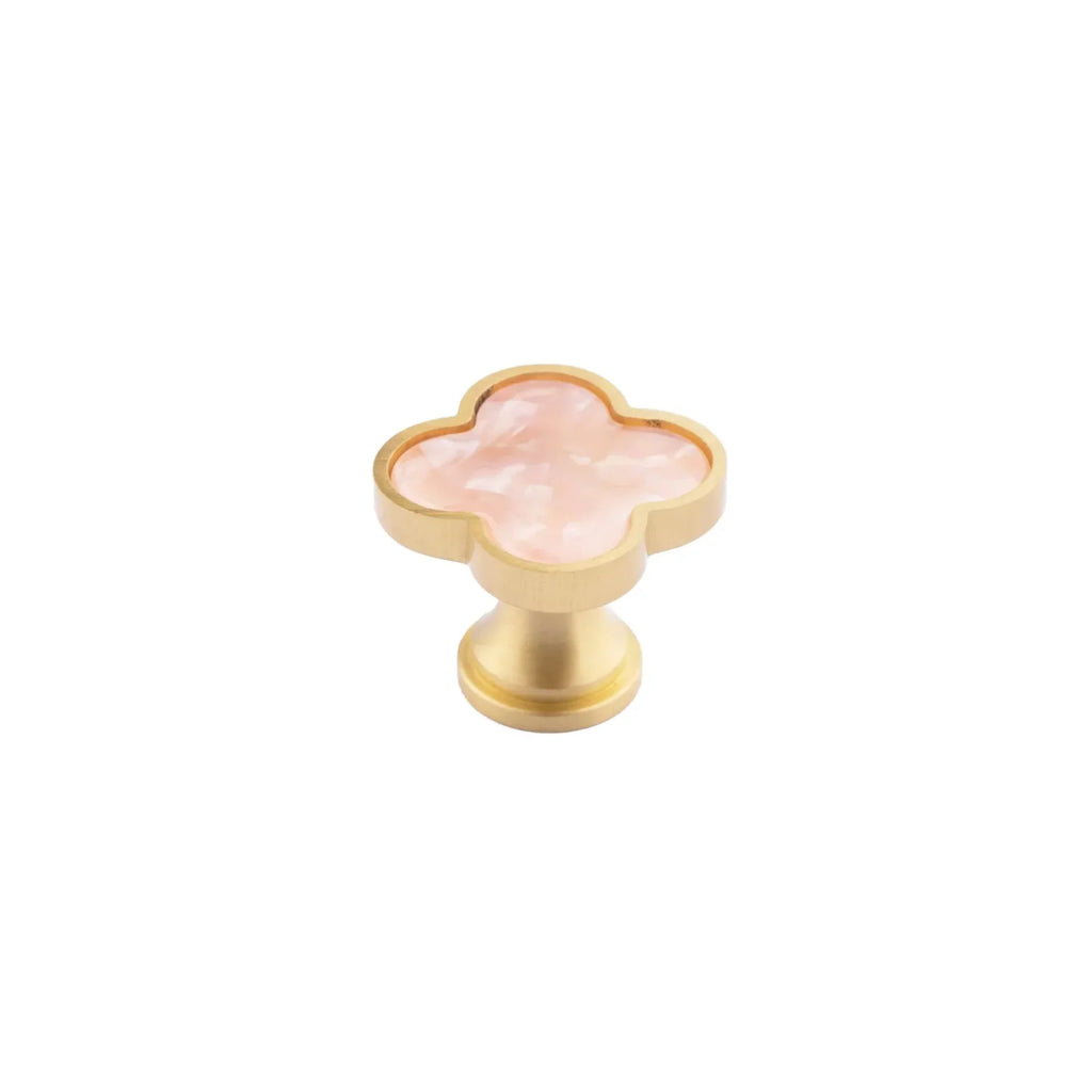 Clover Acrylic Brass Cabinet Knob | Brass Essence India