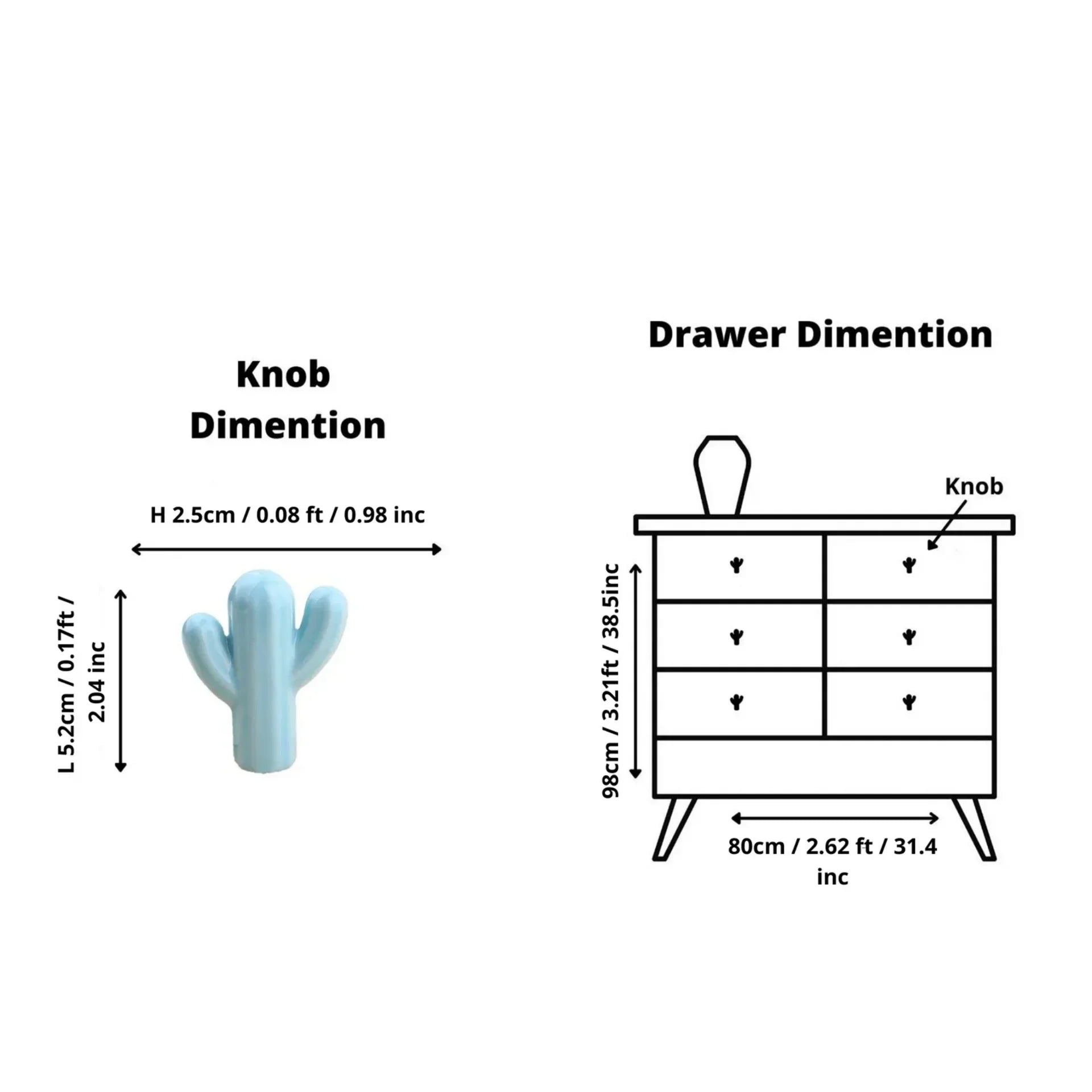 Ceramic Cactus Kids Cabinet Knob | Brass Essence