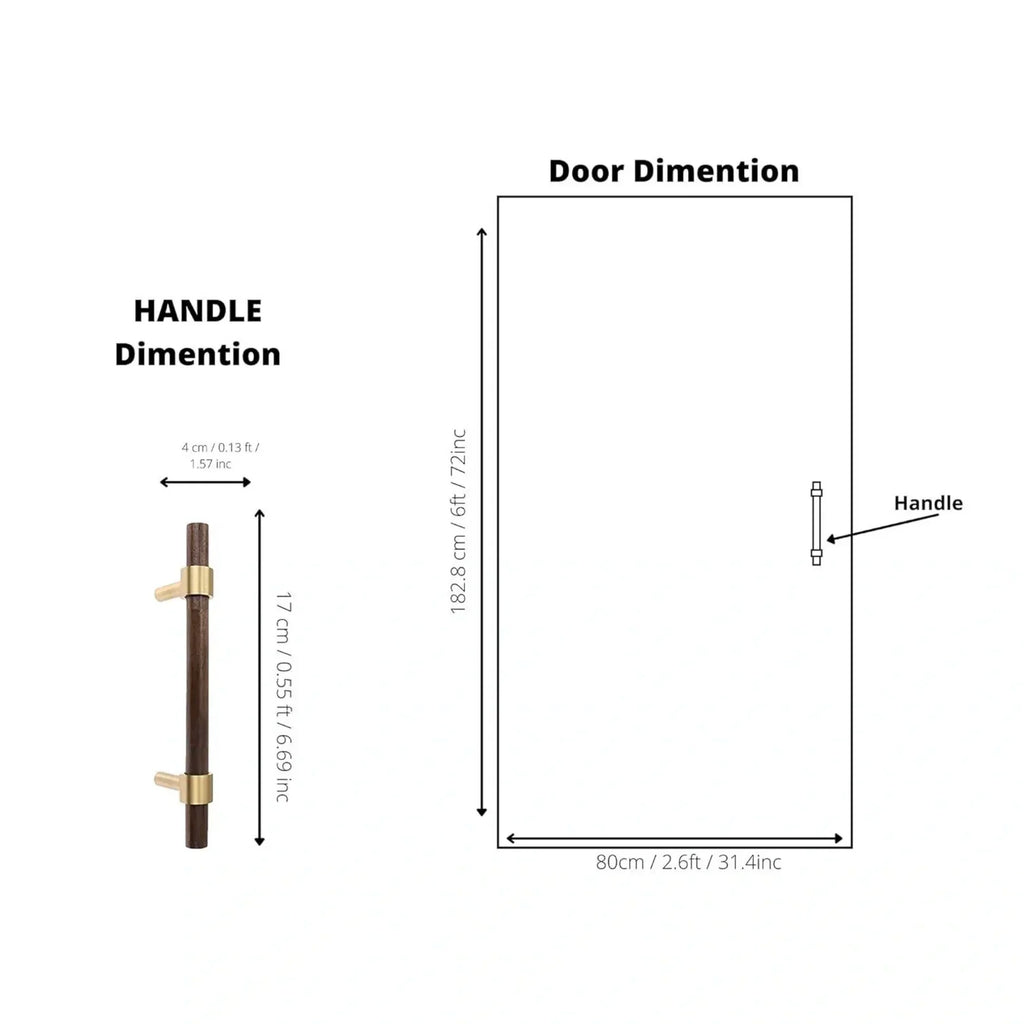 Walnut and brass T-bar handle from Brass Essence collection, featuring a sleek, modern design for furniture or cabinetry.