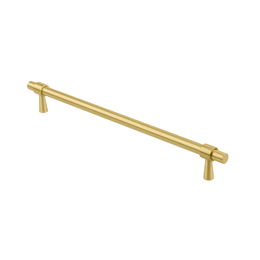 Brass Essence Naveena solid brass T-bar handle from the collection, showcasing a sleek, polished finish and sturdy design.