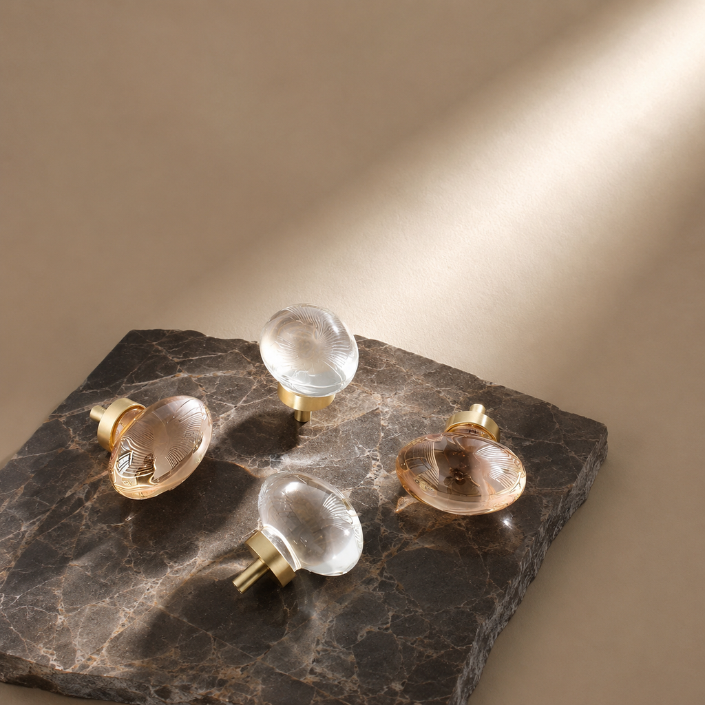 Classic Crystal Cabinet Knob | Luxury Crystal Brass Cabinet Knob