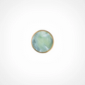 Acrylic and brass disc cabinet knob by Brass Essence, featuring a sleek round design with a brass finish and clear acrylic center.