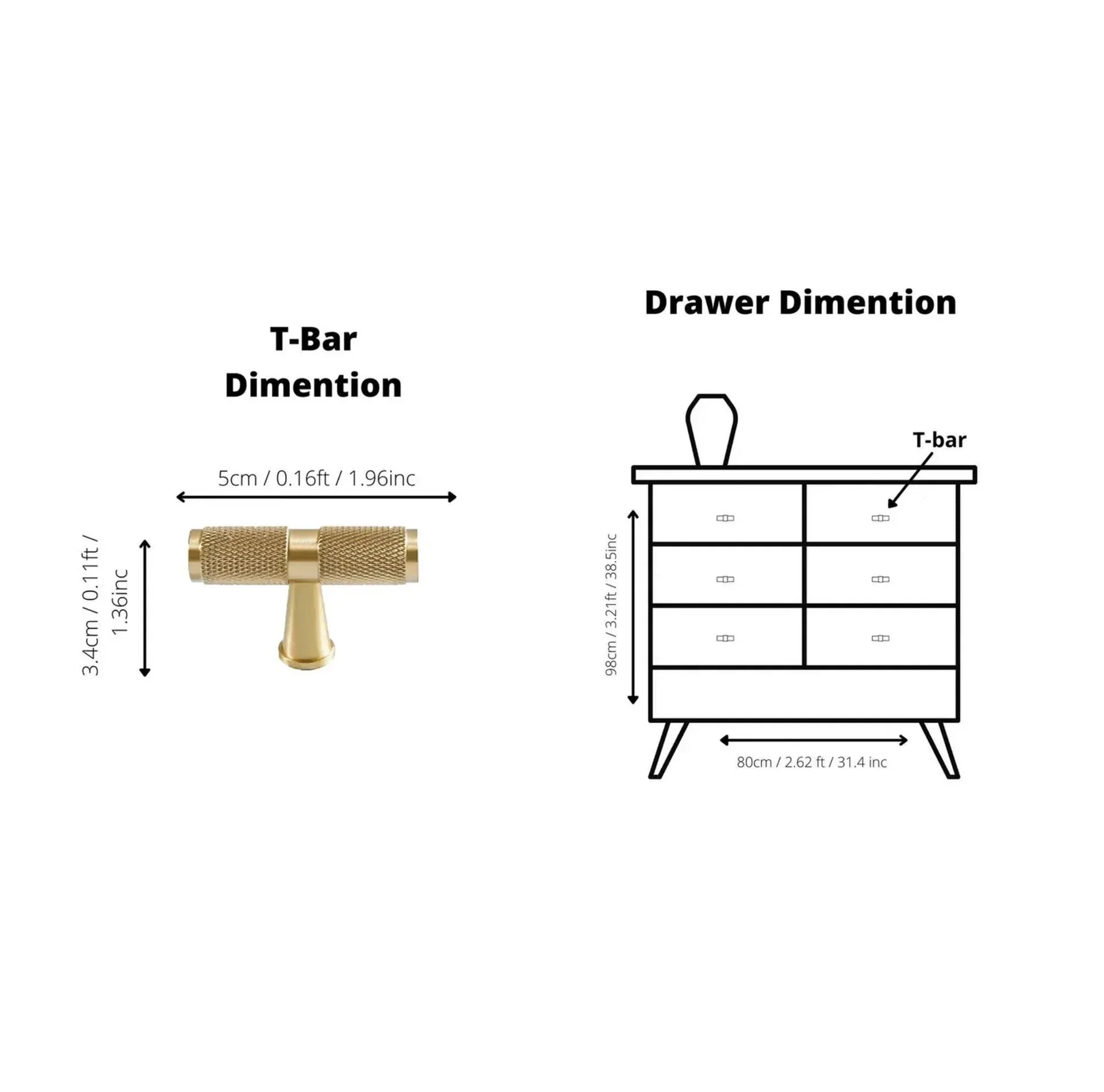 Yashvite Knurled Brass Collection | Solid Brass Cabinet Handles