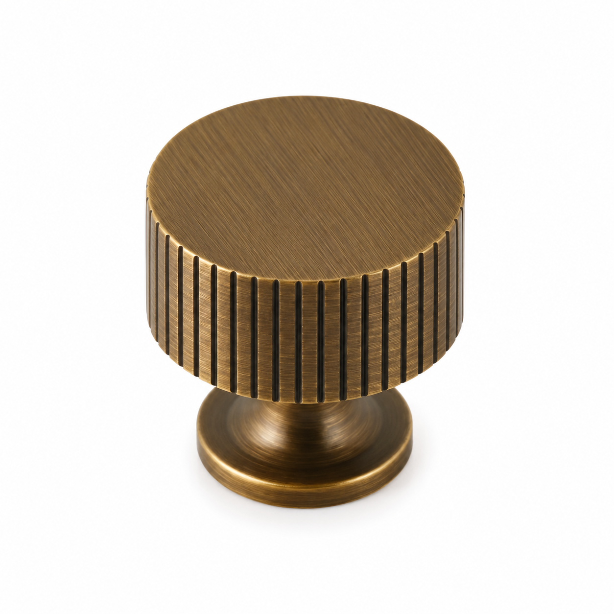 Linear Knurled Brass Cabinet Knob | Brass Essence India
