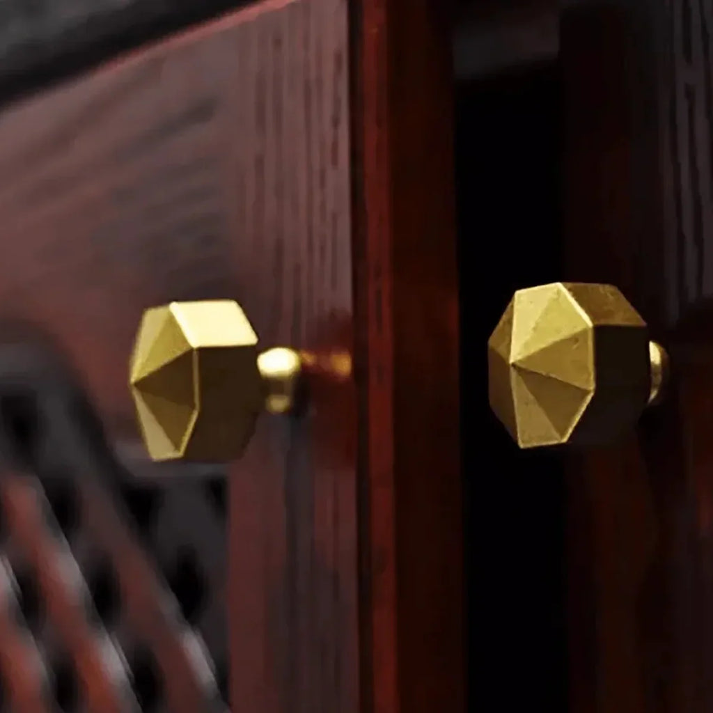 Octagon Geometric Brass Cabinet Knob | Premium Solid Brass Modern Cabinet Knob | Brass Essence India