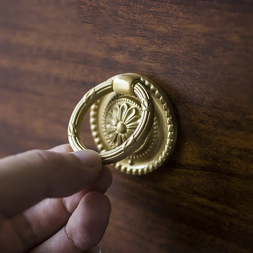 Vintage Retro Brass Ring Pull | Solid Brass Cabinet Knob | Brass Essence