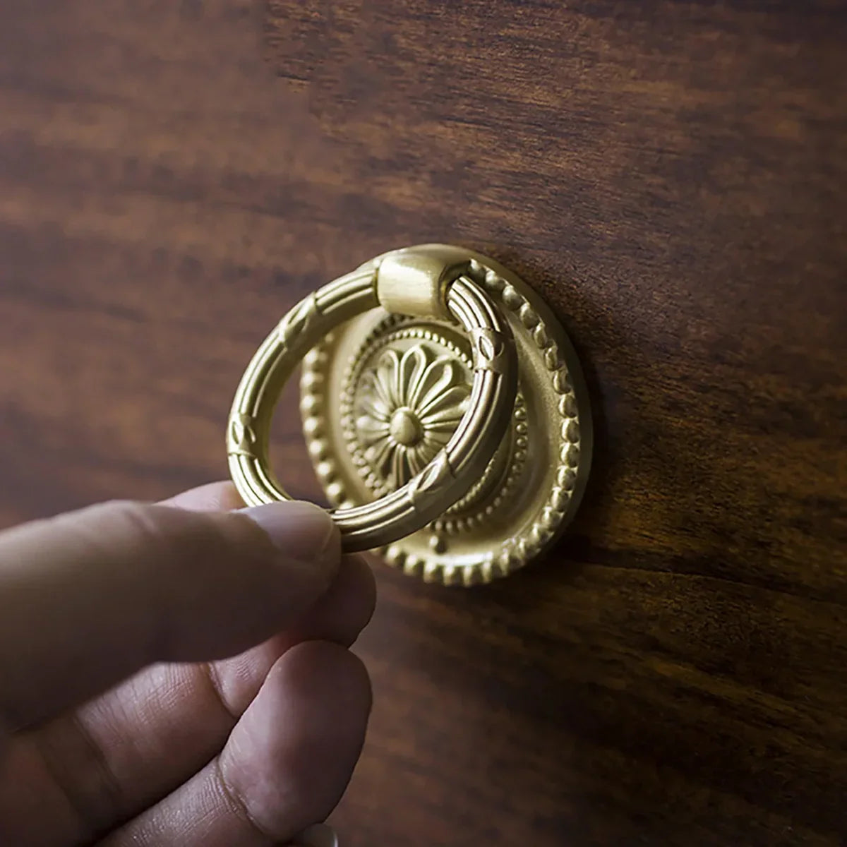 Vintage Retro Brass Ring Pull | Solid Brass Cabinet Knob | Brass Essence