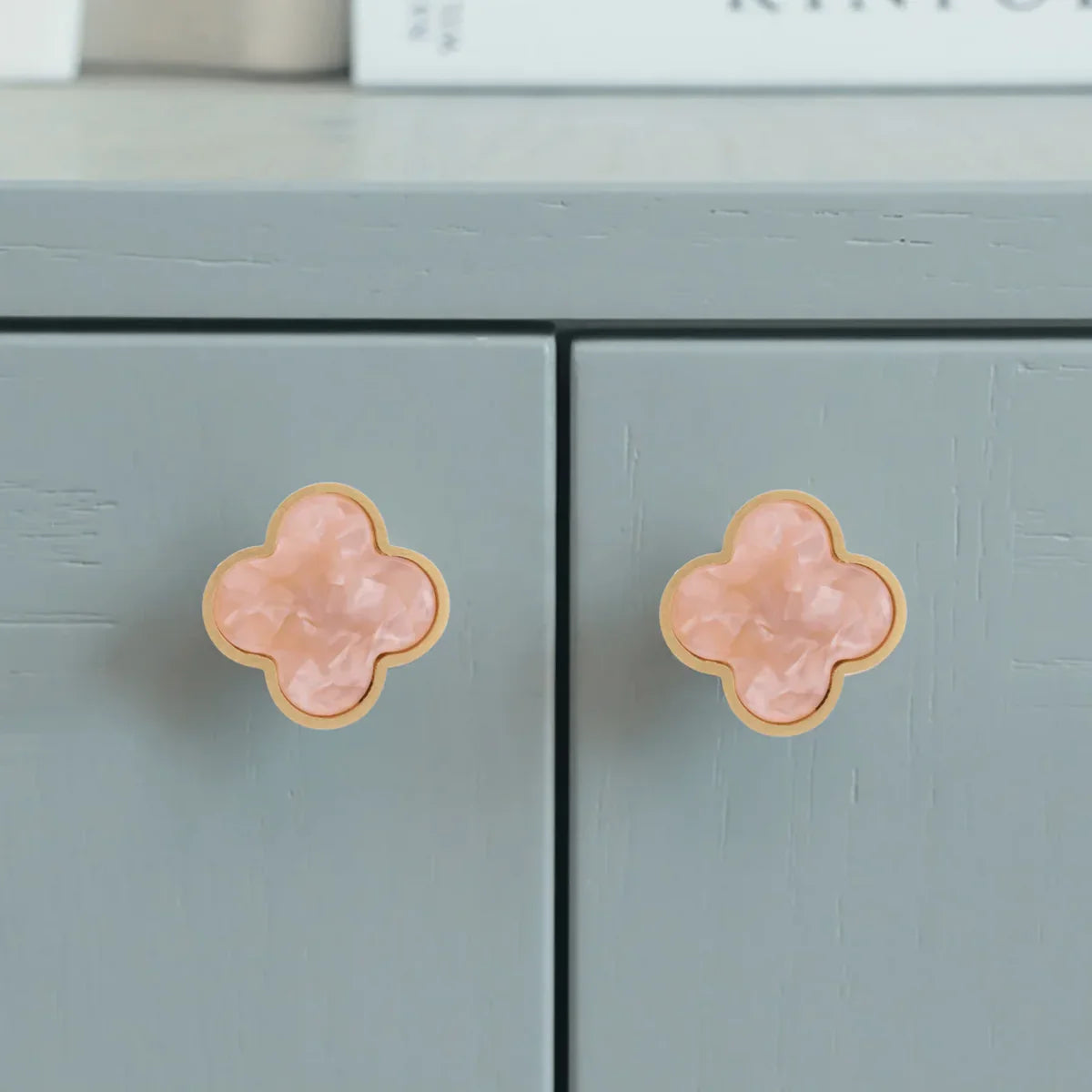 Clover Acrylic Brass Cabinet Knob | Brass Essence India