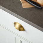 Classic Solid Brass Shell Pull Handle – product view – Brass Essence