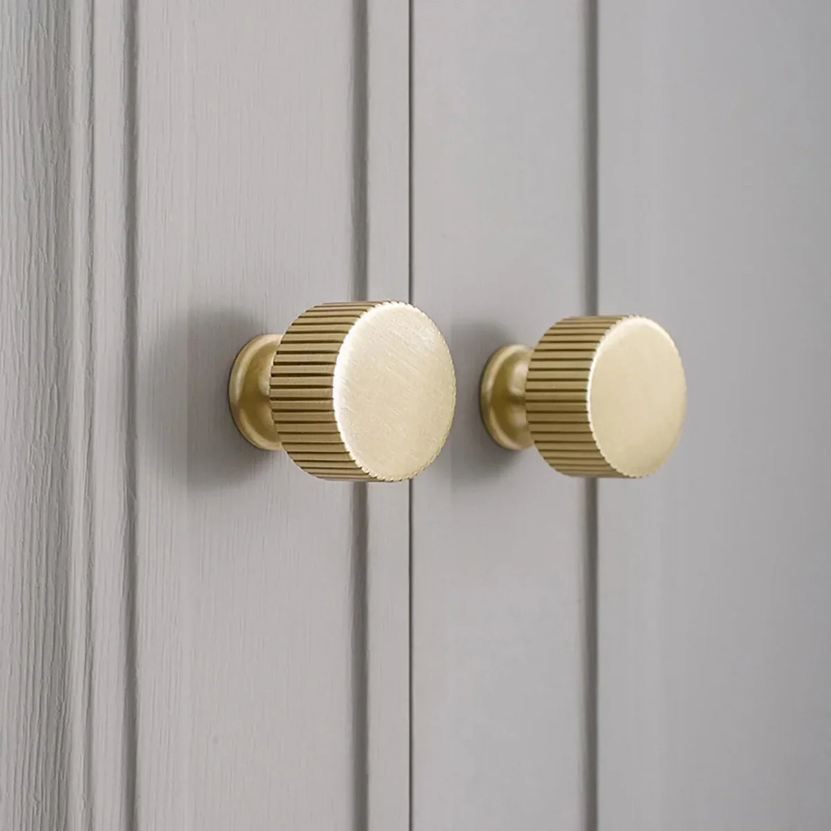 Linear Knurled Brass Cabinet Knob | Brass Essence India