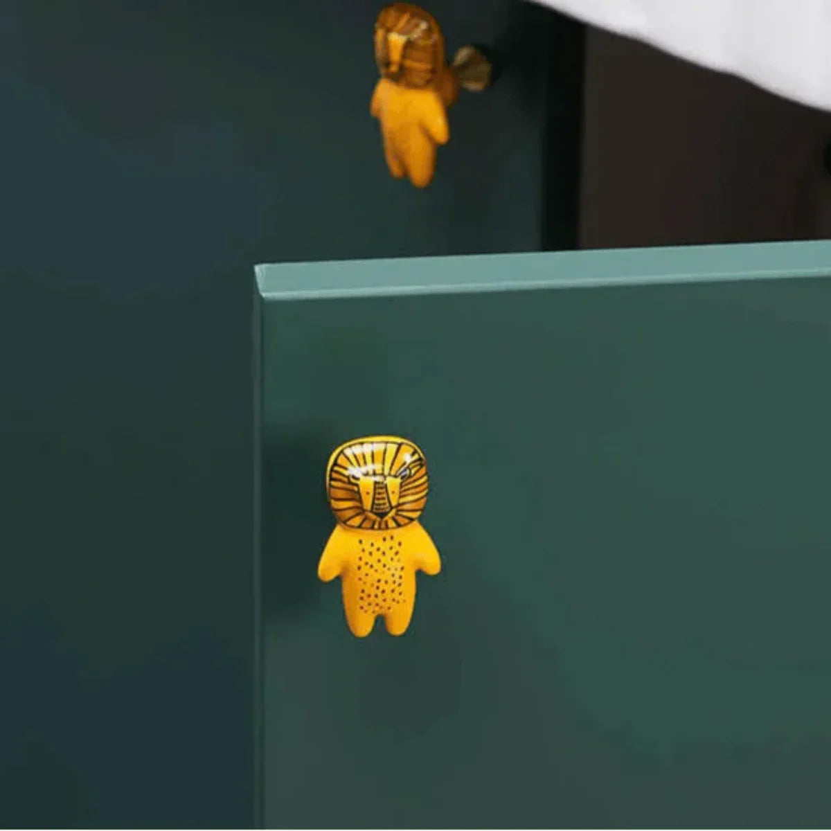 Lion Ceramic Cabinet Knob | Kids Room Knob | Brass Essence