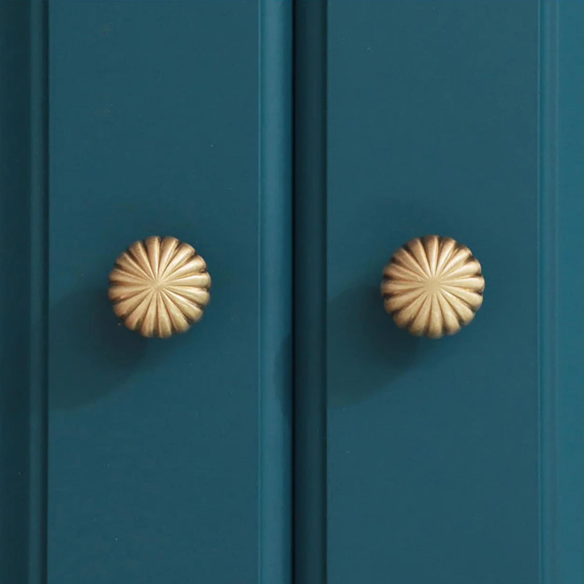 Brass essence fluted pumpkin solid brass cabinet knob in gold with textured fluted design for furniture decor.
