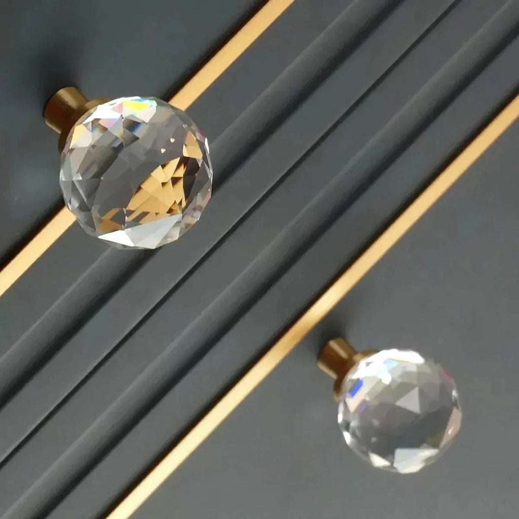 Round Faceted Crystal Cabinet Knob | Luxury Crystal Knob
