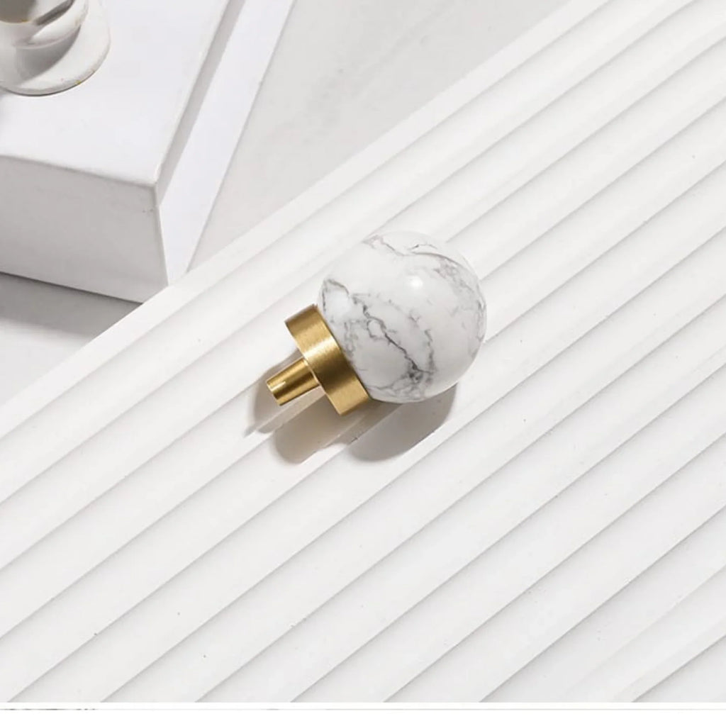 Natural Crystal Ball Brass Cabinet Knob | Luxury Crystal Knob