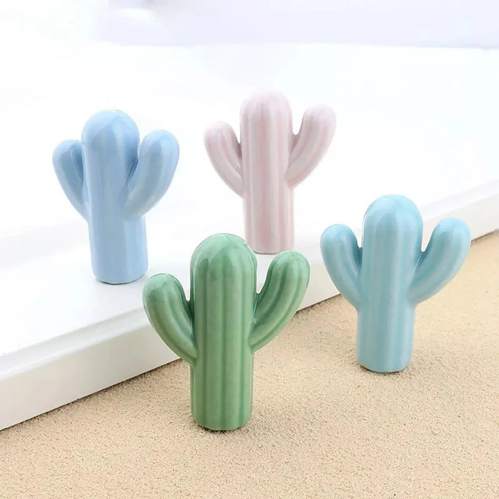 Ceramic Cactus Kids Cabinet Knob | Brass Essence