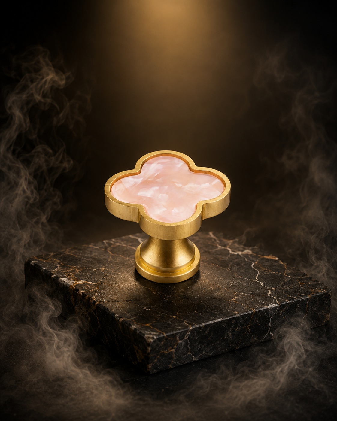 Clover Acrylic Brass Cabinet Knob | Brass Essence India