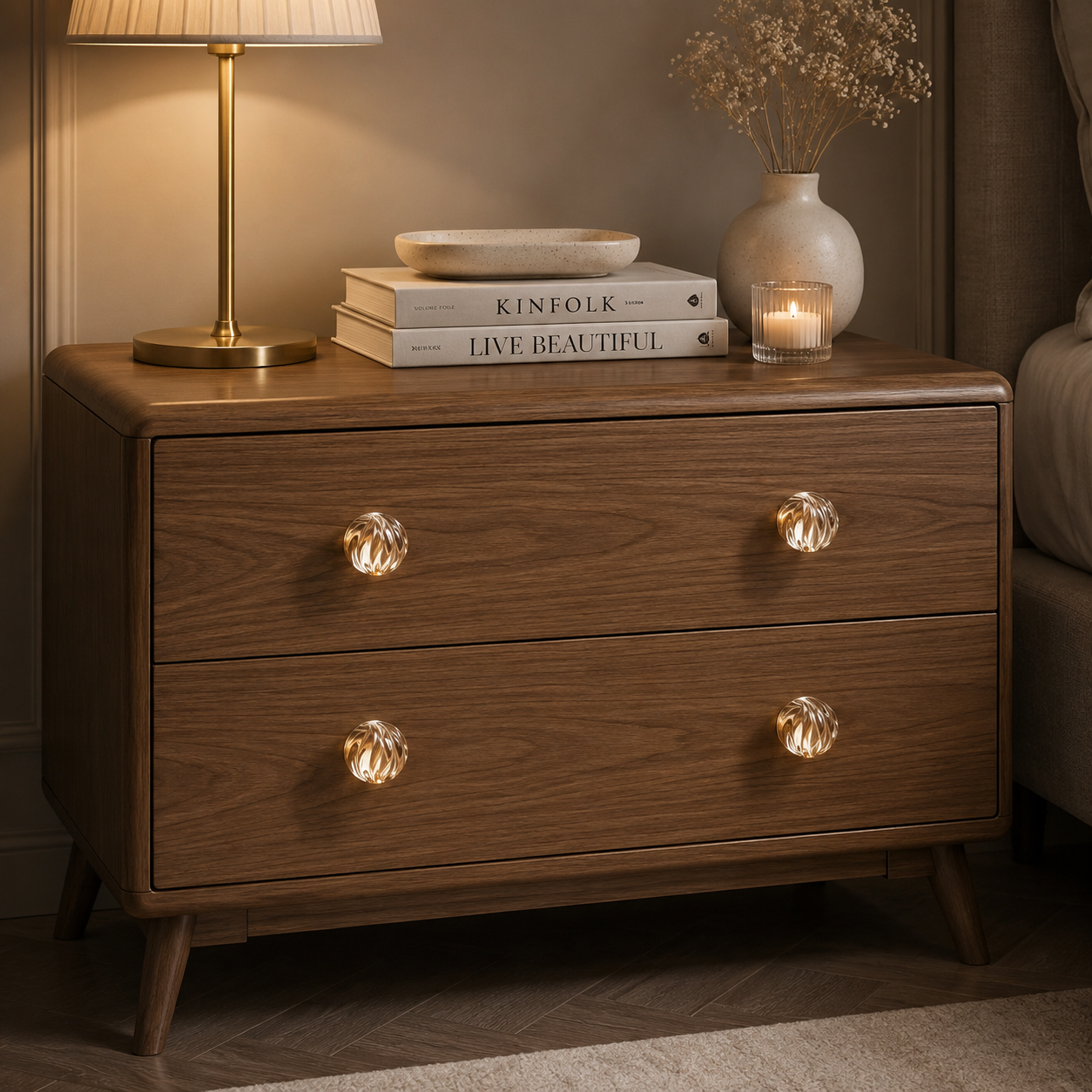 Fluted Crystal Cabinet Knob | Luxury Crystal Drawer Pull Knob