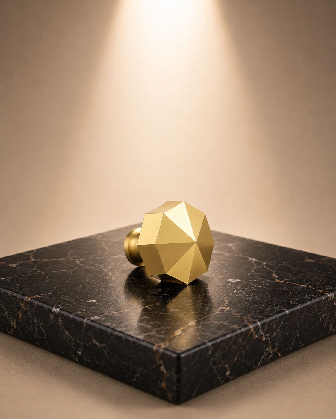 Octagon Geometric Brass Cabinet Knob | Premium Solid Brass Modern Cabinet Knob | Brass Essence India