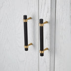 Knurled Black & Gold T-Bar Handle Collection | Brass Cabinet Handles