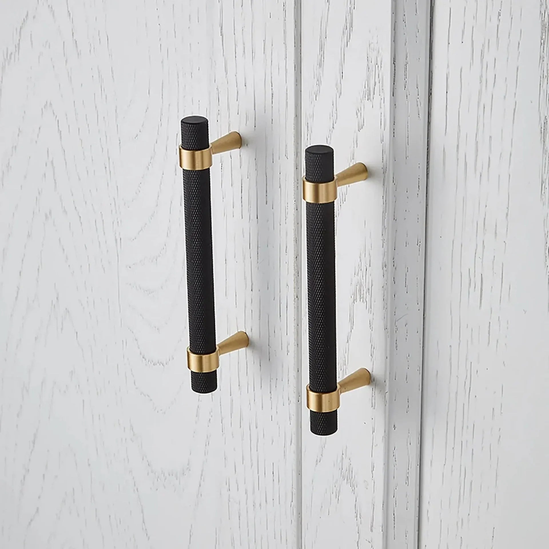 Knurled Black & Gold T-Bar Handle Collection | Brass Cabinet Handles
