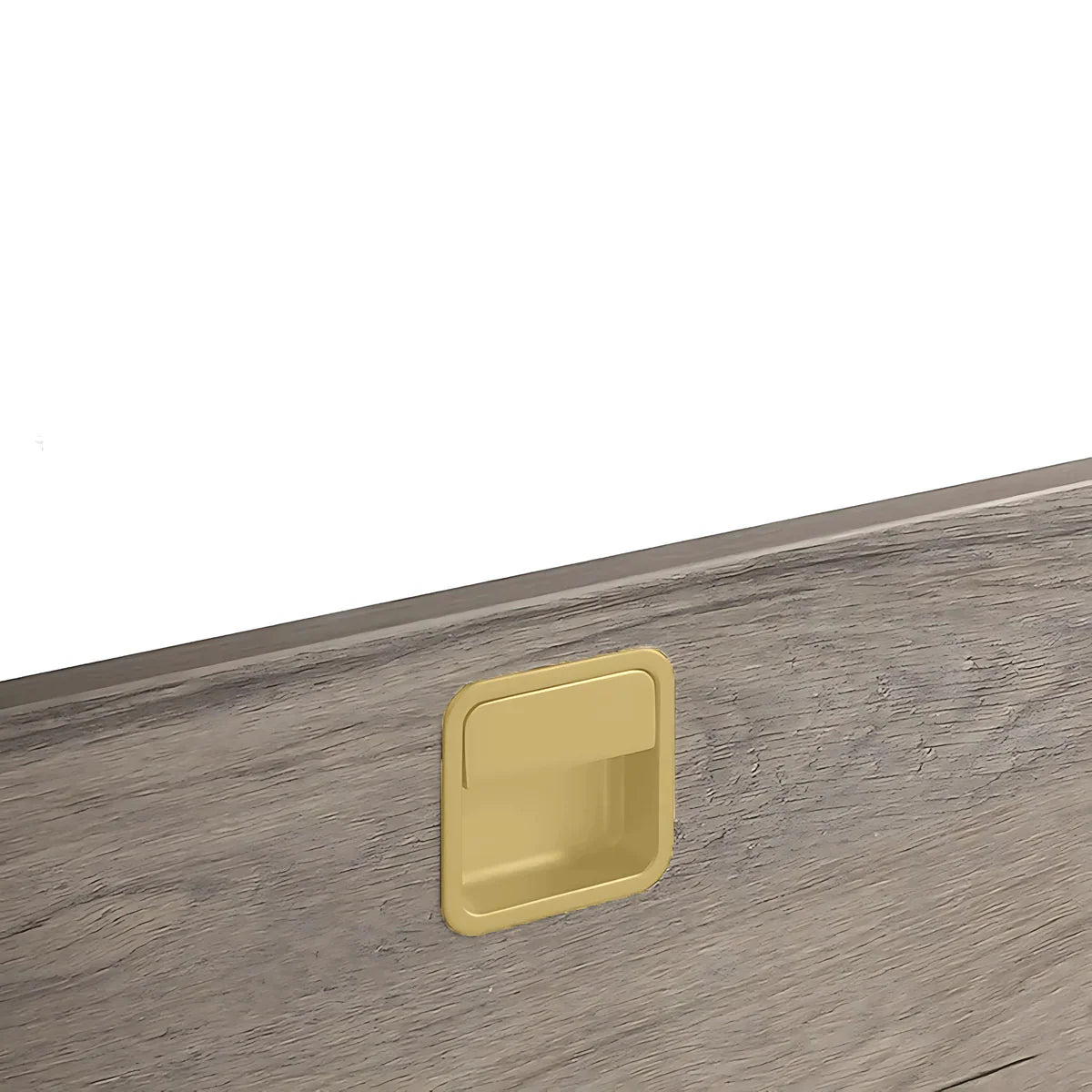 Recessed matte zinc cabinet handle from Brass Essence's Zinc Collection, showcasing sleek, modern design for furniture.