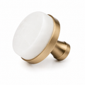 Polished White Crystal & Brass Cabinet Knob | Crystal Knob