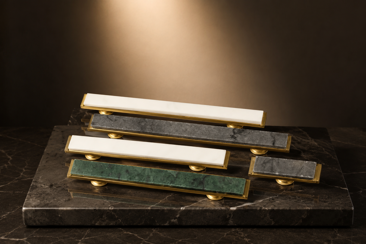 Fuji White Marble & Brass Handle | Luxury Cabinet Handle India