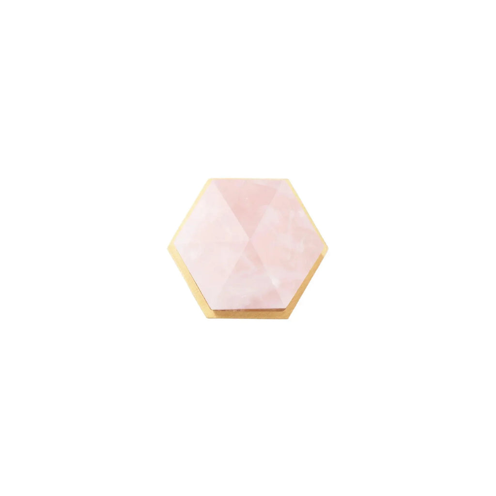 Natural Crystal Hexagon Brass Cabinet Knob | Luxury Crystal Knob