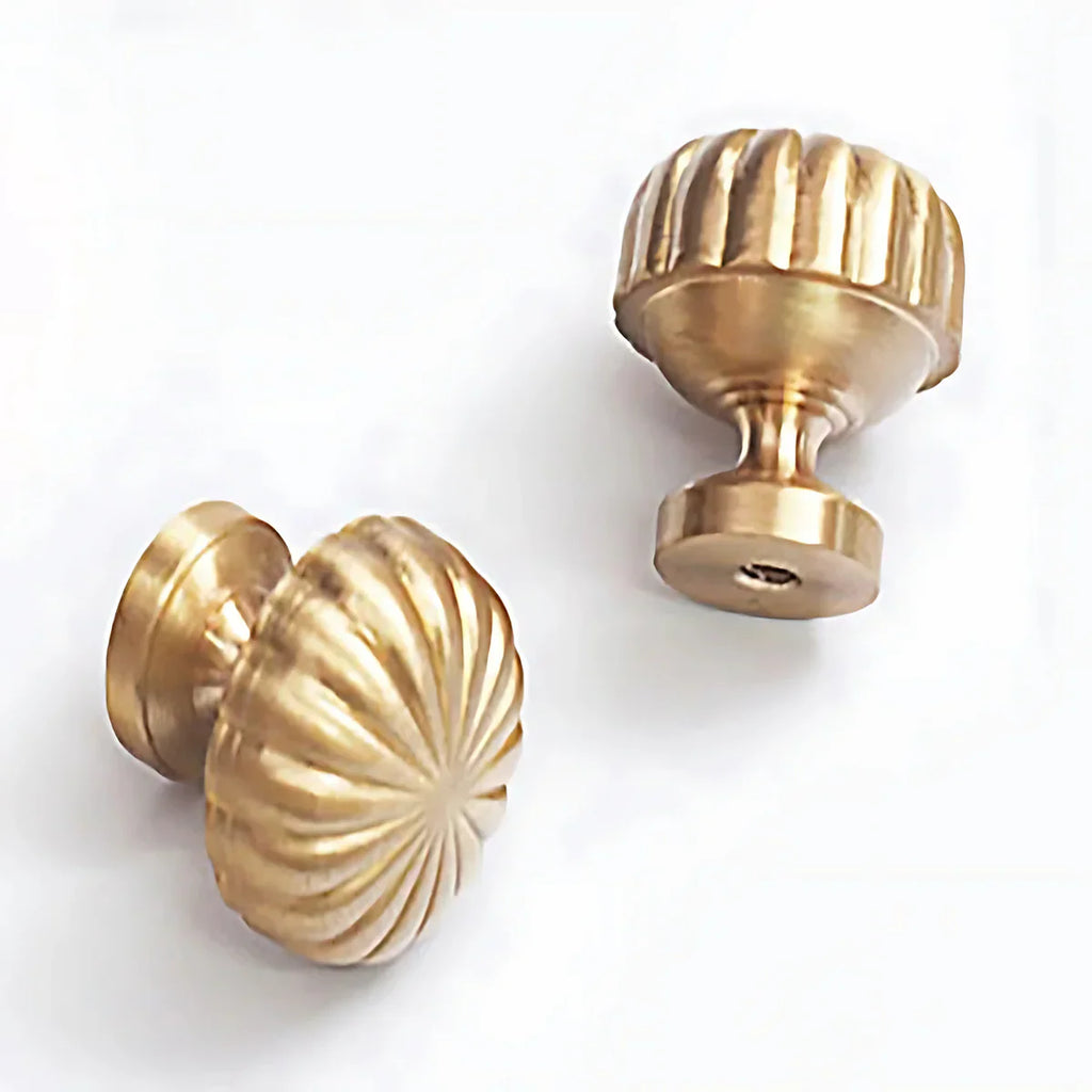 Fluted Pumpkin Brass Cabinet Knob | Brass Essence India