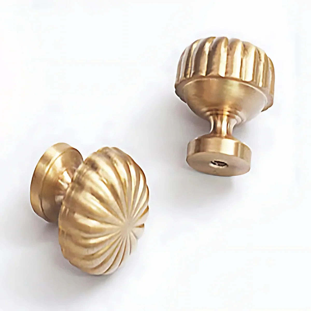 Fluted Pumpkin Brass Cabinet Knob | Brass Essence India