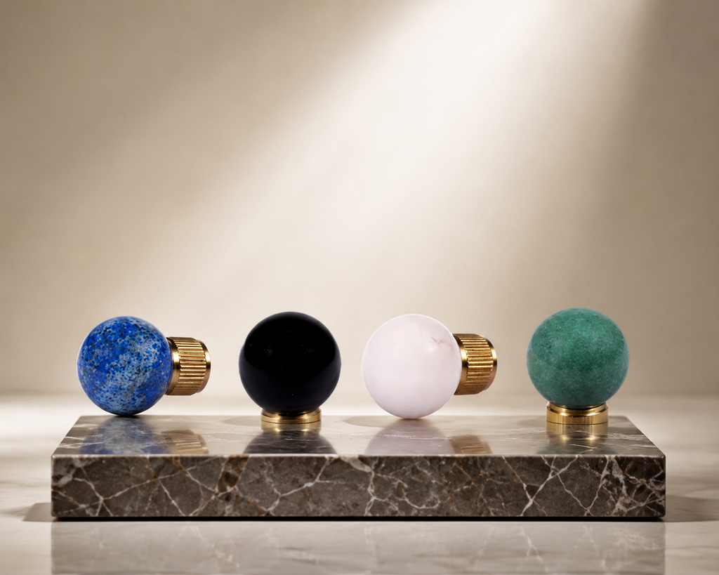 Gemstone Bead & Brass Cabinet Knob | Designer Cabinet Knob