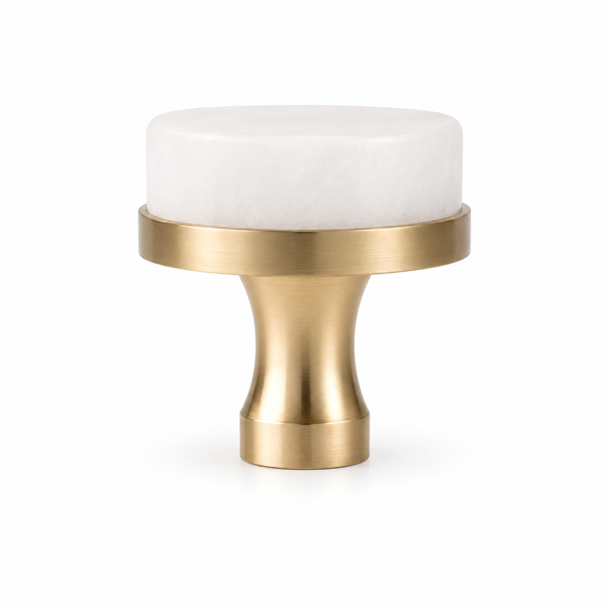 Polished White Crystal & Brass Cabinet Knob | Crystal Knob