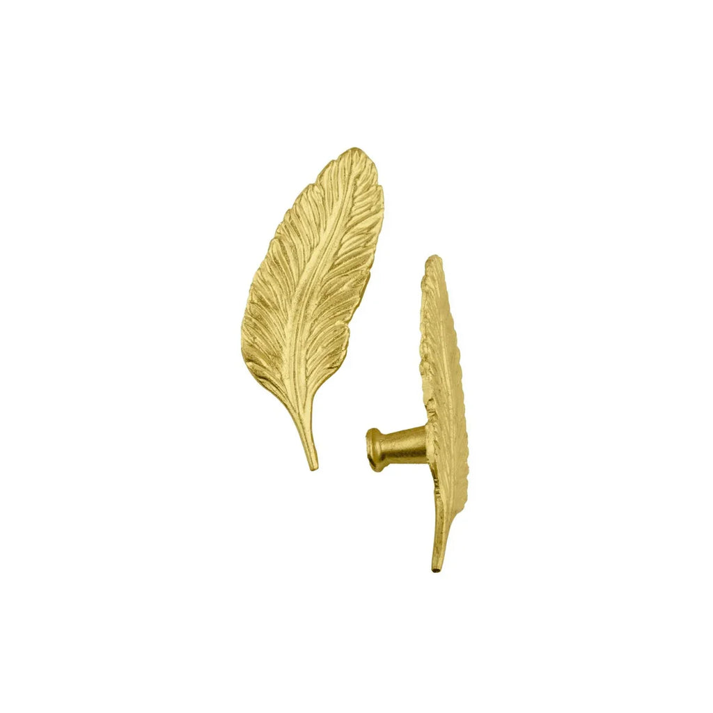 Solid Brass Leaf Cabinet Handles (Left & Right) | Luxury Brass Wardrobe Handles | Brass Essence India