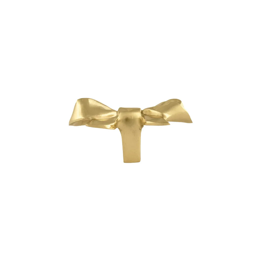 Polished Brass Bow Cabinet Knob | Luxury Solid Brass Furniture Knob | Brass Essence India