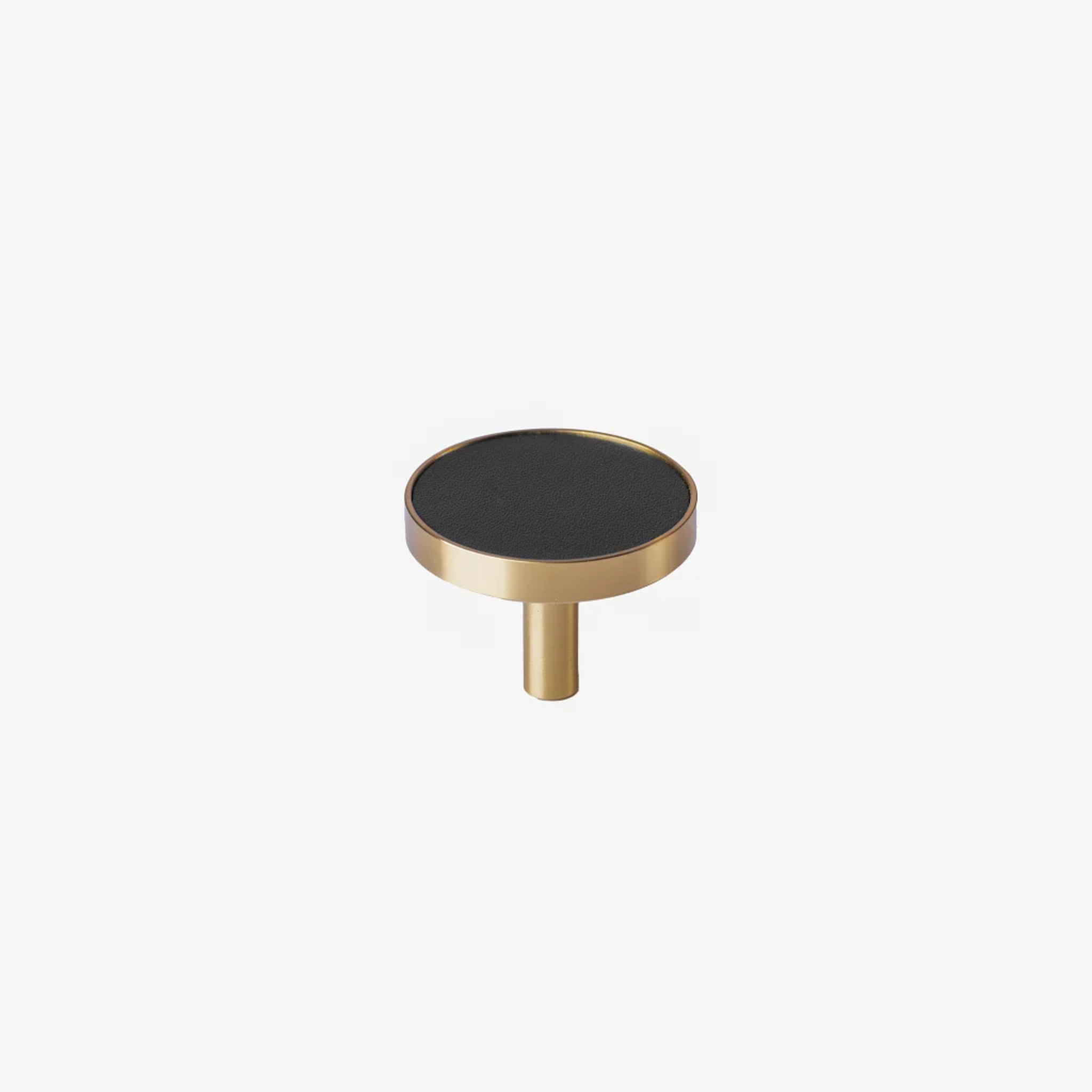 Brass Essence brushed brass and leather round handle with sleek design, showcasing a stylish combination of brass and leather materials.