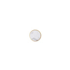 Mother of Pearl and brass round cabinet knob by Brass Essence, featuring a polished, elegant design suitable for furniture.