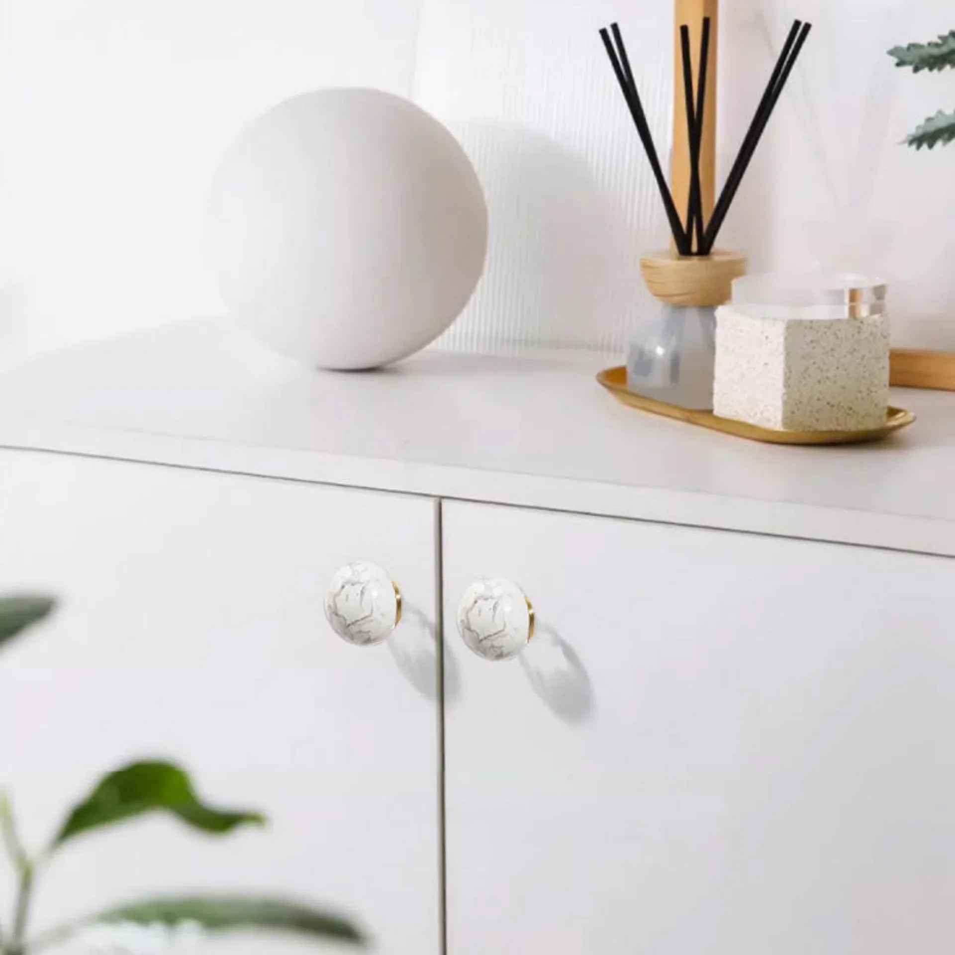 Natural Crystal Ball Brass Cabinet Knob | Luxury Crystal Knob