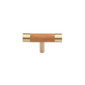 Brass Essence natural wood and brass T-Bar handle collection showing sleek handles with wooden and brass finishes.
