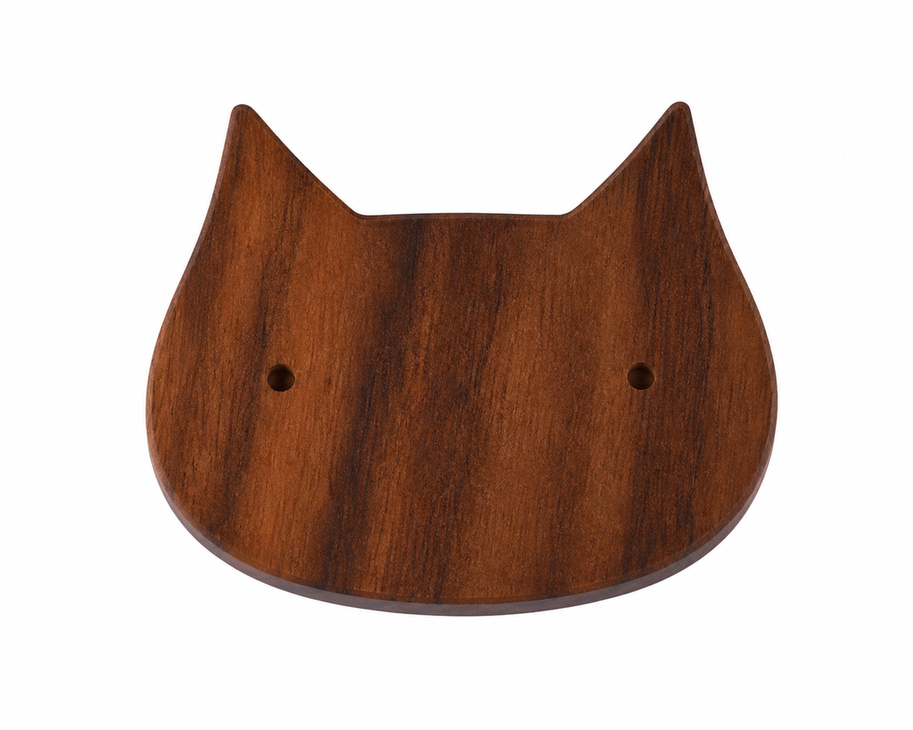 Cat Wood Knob – dark wood product view – Brass Essence