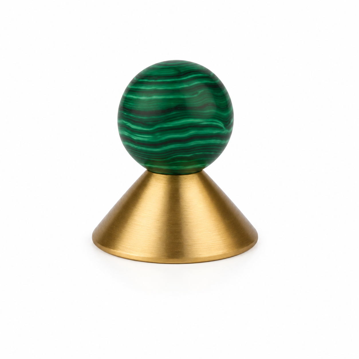 Natural Stone & Brass Cone Cabinet Knob | Stone Cabinet Knob