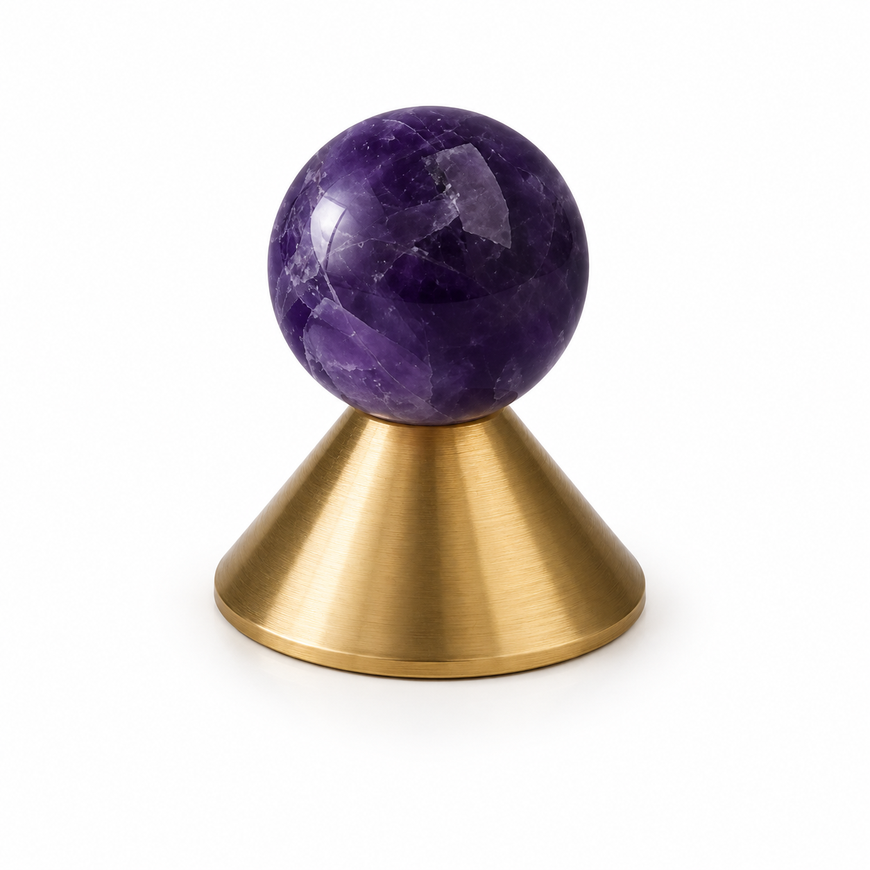 Natural Stone & Brass Cone Cabinet Knob | Stone Cabinet Knob