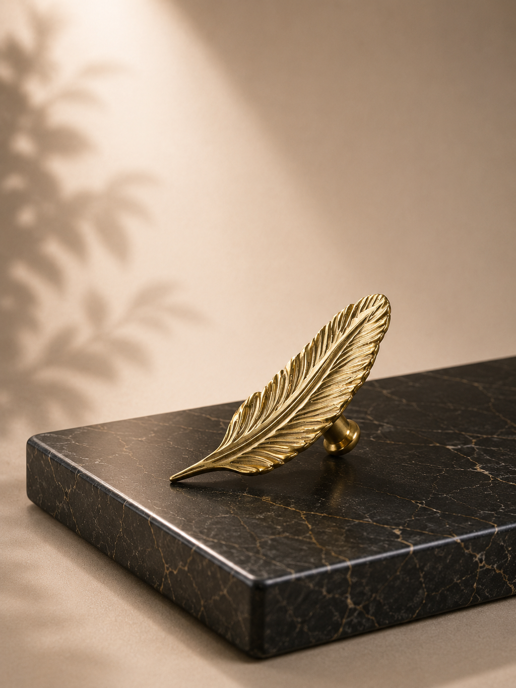 Solid Brass Leaf Cabinet Handles (Left & Right) | Luxury Brass Wardrobe Handles | Brass Essence India